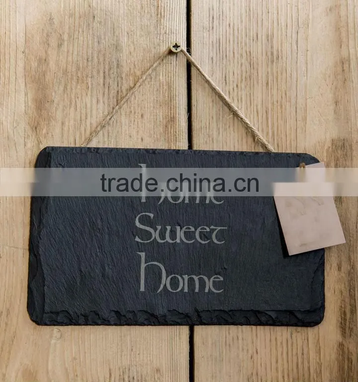slate home sign with logo