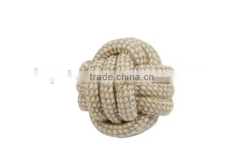 Chewable dog jute rope ball with handle eco-friendly dog toy