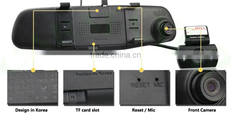 Private OEM Dual Camera 1080P Parking Mode GPS car dvr rearview mirror for world