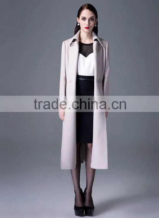 long pattern elegant wool coat for women