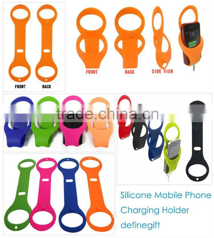 silicone foldable charger holder, promotional mobile phone charger holder