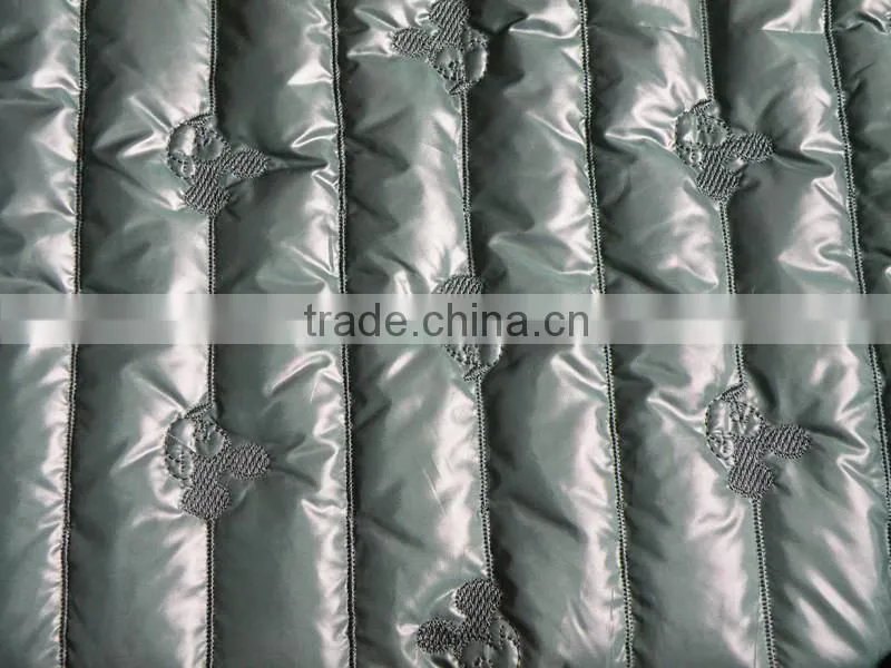 Fashion polyester stripe padded fabric with quilting for down coats/jacket