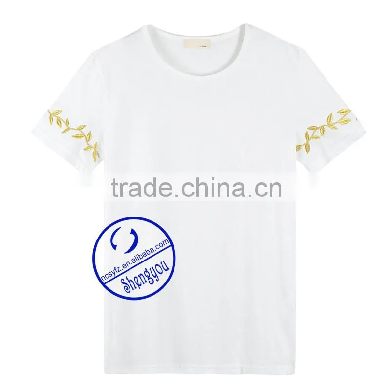 Wholesale fashion embroidered design men t shirt