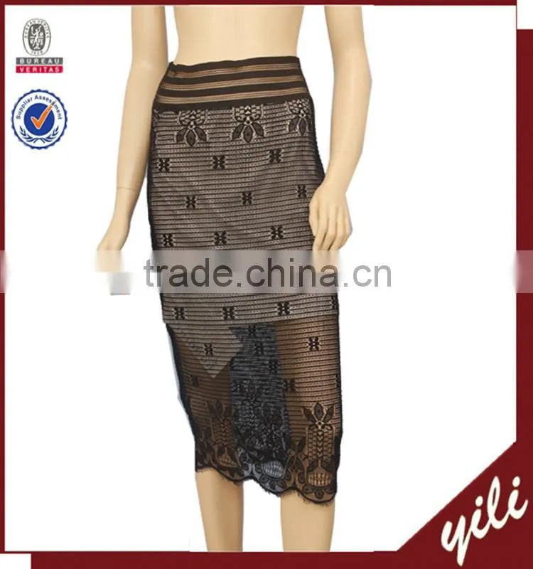 2016 Elegant High elastic Waist knit lining fabric the lace skirt