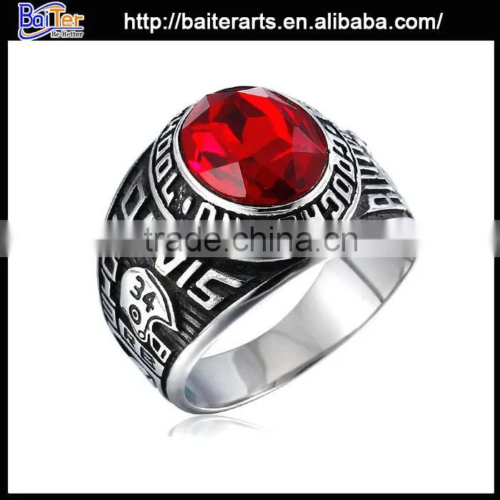 High Quality Vintage Jewelry Titanium Stainless Steel Mens Rings With Ruby