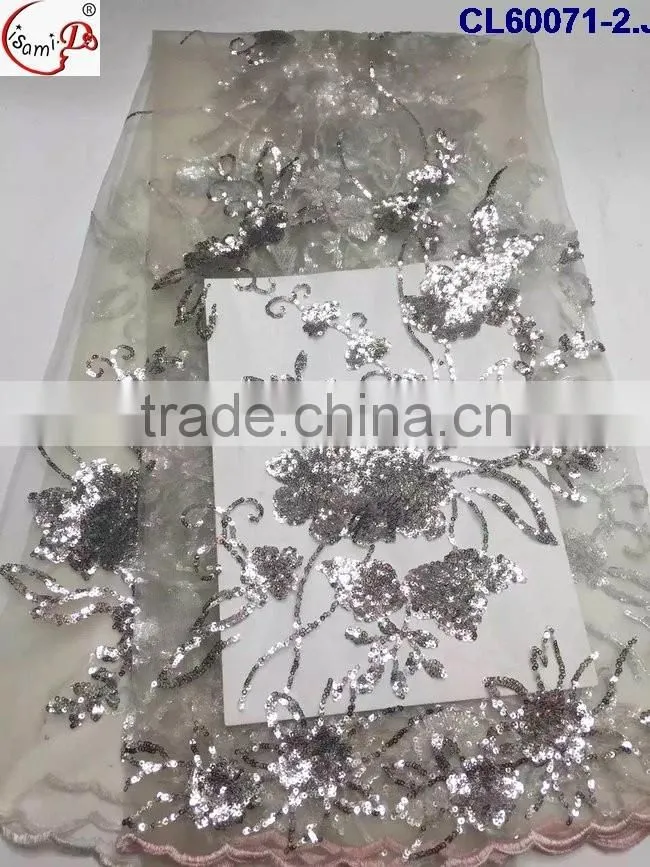 CL60071 New arriva fast delivery tulle emboridery lace with sequins ,wholesale french lace fabric for ladies