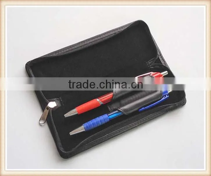 High Quality leather zipper pen case for metal pen