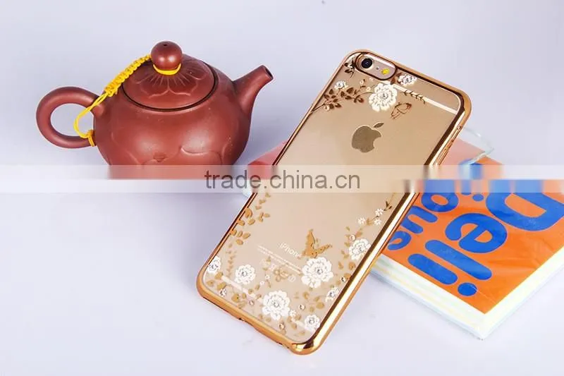 TPU Luxury Mobile Phone Case For Iphone 6,Rhinestone Case For Iphone 6S