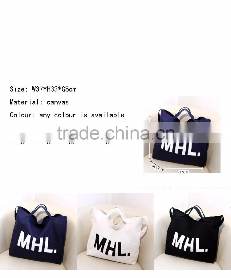 Accept custom logo canvas material single shopping bag