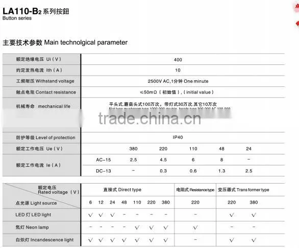 Long handle Purn-button Switch IP40 12V~380V for control board No MOQ