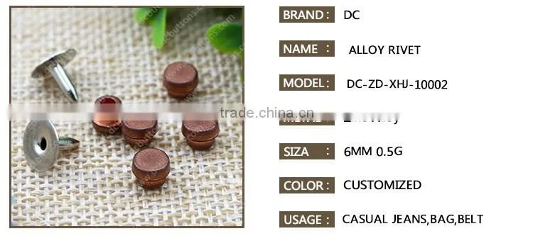 6mm Good Quality Jeans Button Rivet and Studs Custom Leather Rivets for Jean