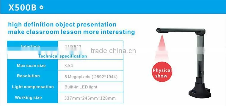 5MP Auto focus document camera portable A4 shooting size