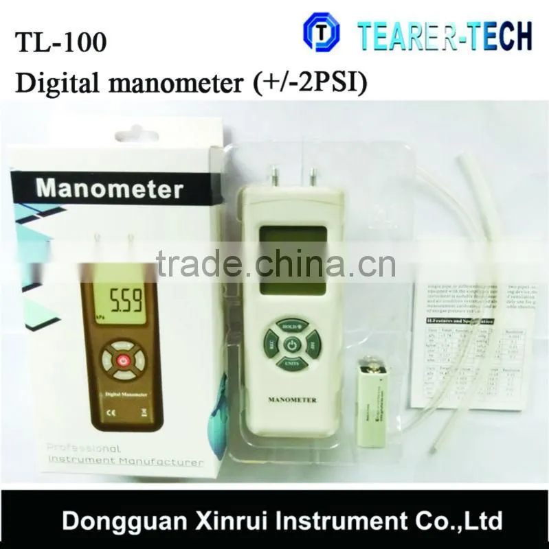 Factory 2 tubes of natural gas pressure gauge +/-2Psi with large LCD display TL-100