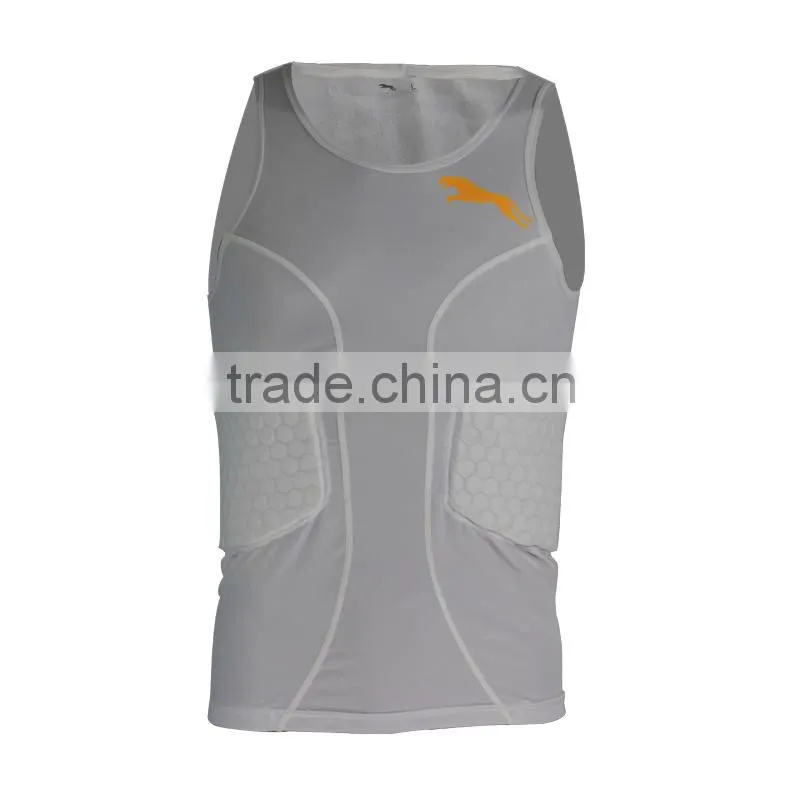rugby padded compression wear,sleeveless football protective padded compression wear,dri fit breathable padded compression wear