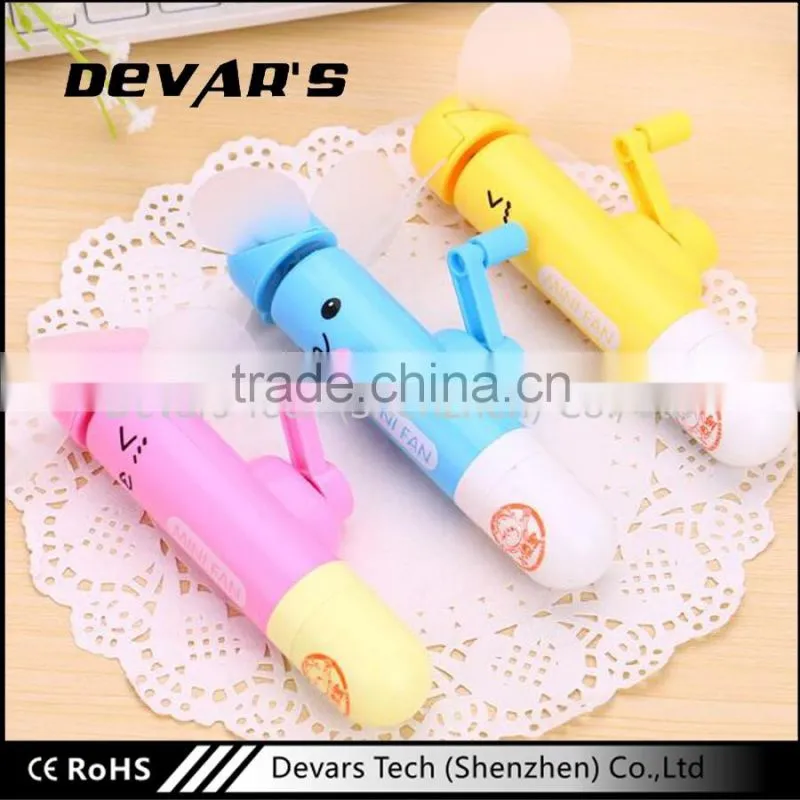 plastic dynamo hand press portable mini fan for kids