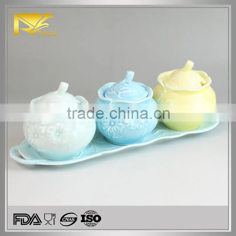 china suppliers ceramic embossed glazed sugar coffee kitchen utensil for coffee dinner set
