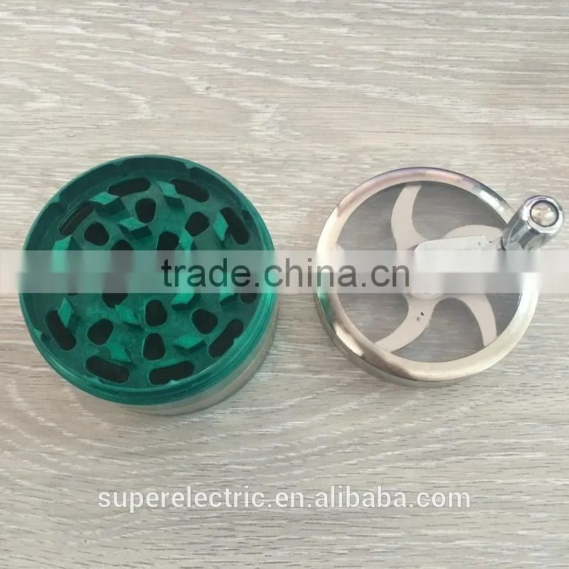 2016 New Products Unique Custom Sharp Metal Tobacco Grinder Manual Cranking Powered Herb Grinder for Cigarette