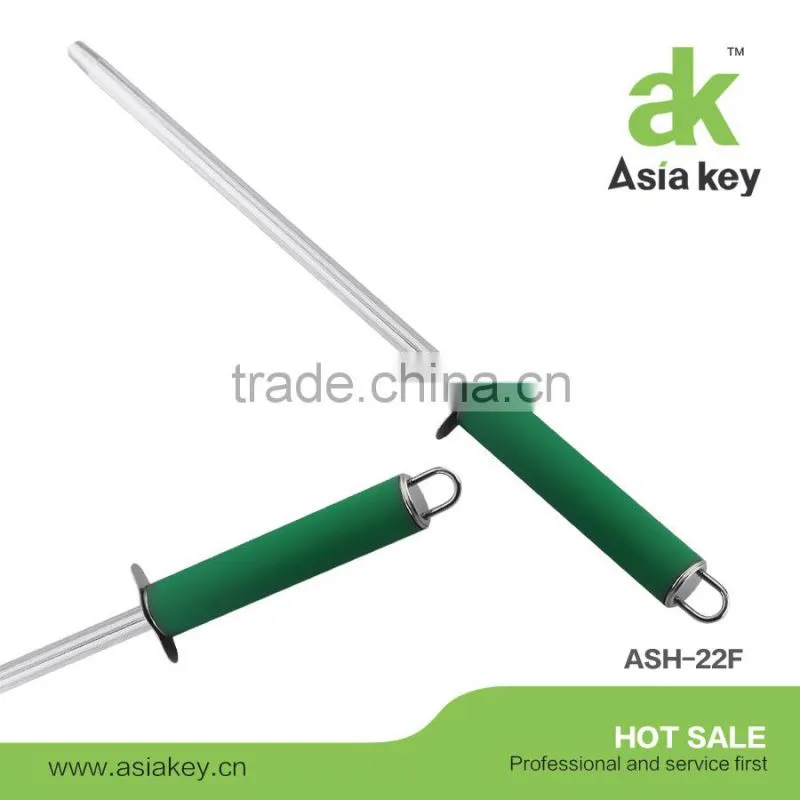 Green handle chrome coated knife sharpener 45 bar steel