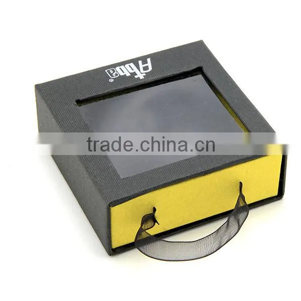 Factory Wholesale PVC Window Rigid Paper Slide Jewelry Box with velvet Paperboard Inside