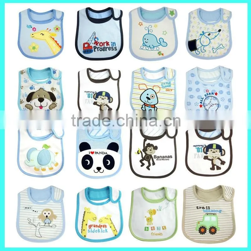Hot selling 100% cotton 3 layors waterproof comfortable baby bib, baby drool bib manufacturer