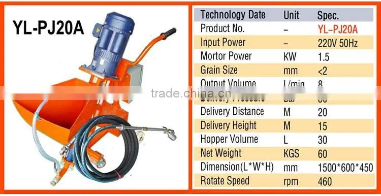 Plaster Putty Spray Pump Machine and Mixer PJ20A+JB100