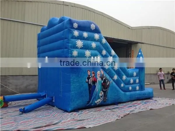 Blue color frozen inflatable slide / snow world inflatable bouncer slide