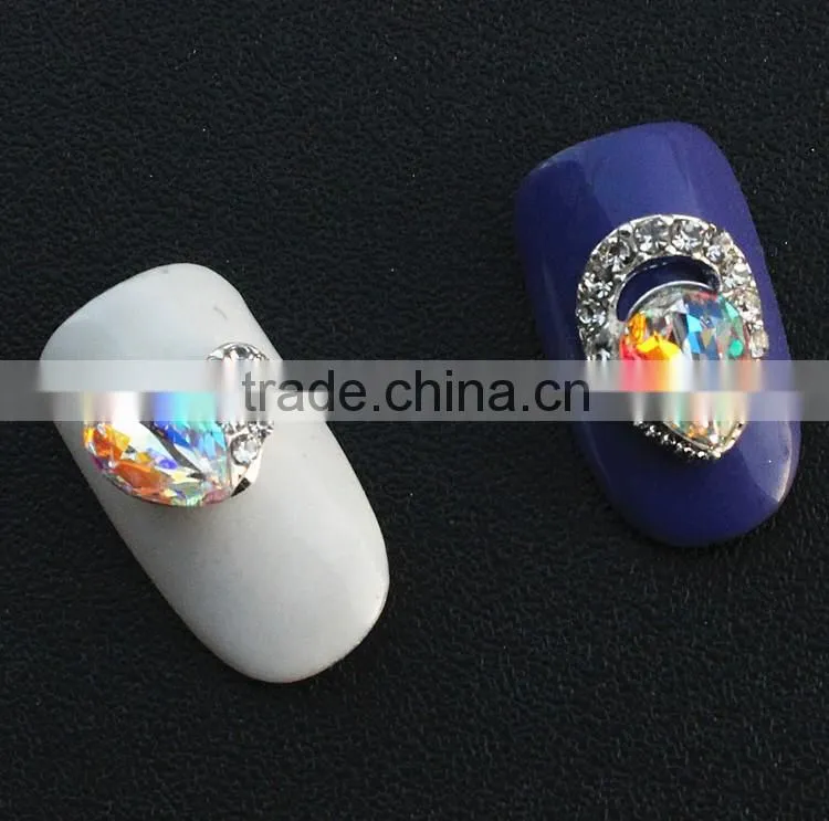 perfume bottle big stone drop shape metal jewelry for nail decorator