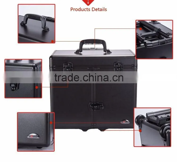 Professional Aluminum Makeup Case 4 Stackable/Removable Trays with Adjustable Dividers