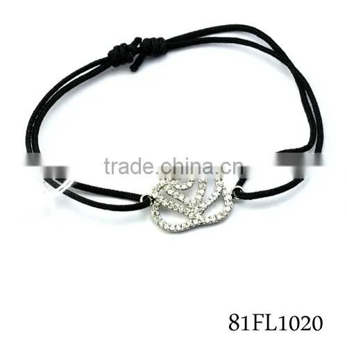 2014 New Design Unique Sterling Silver Infinity Bracelet Silver Handmade Infinity Bracelet With Color Cord