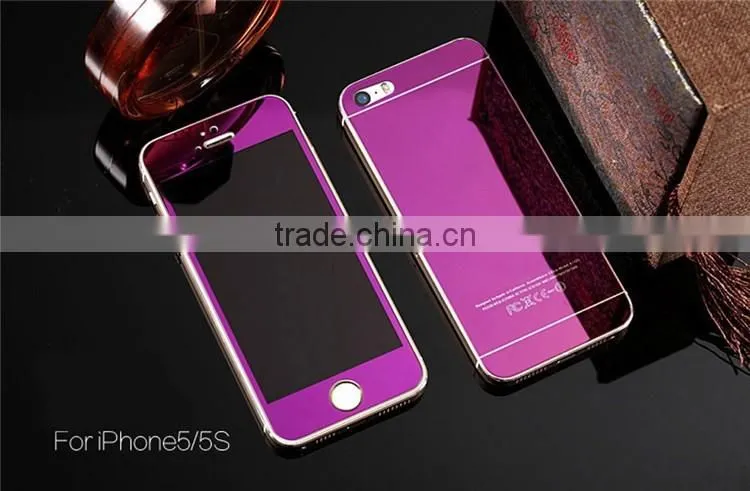 Colorful Tempered glass mirror screen protector for iphone6 Plating mirror screen cover