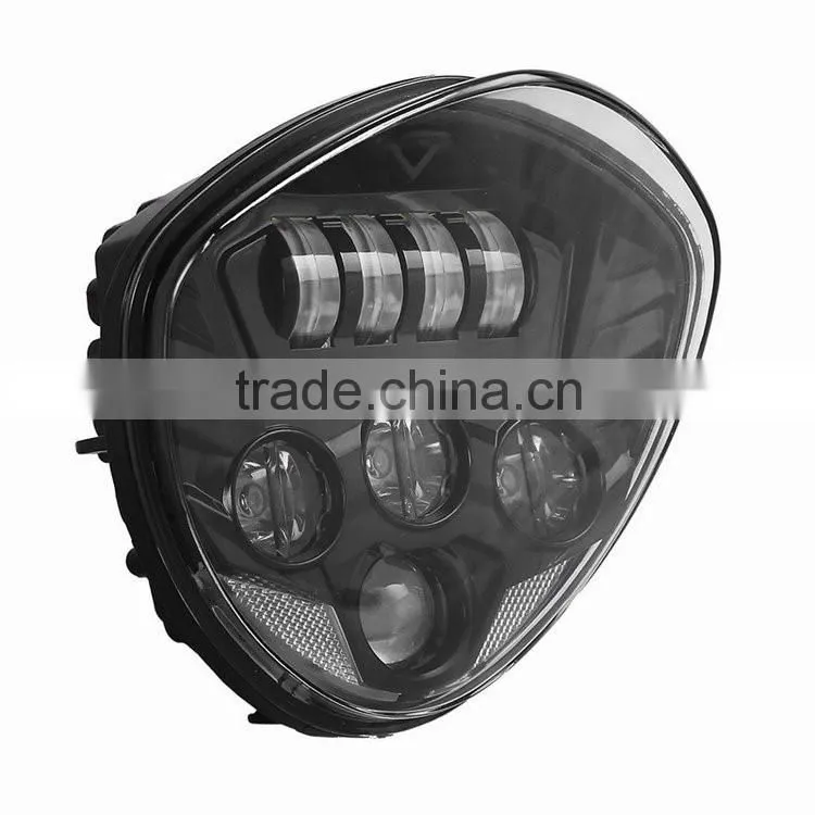 Black/Chrome LED Headlight 40W Front Driving Lamp IP67 6000K Lights For Victory Motorcycle Cross Country Cross Roads Models