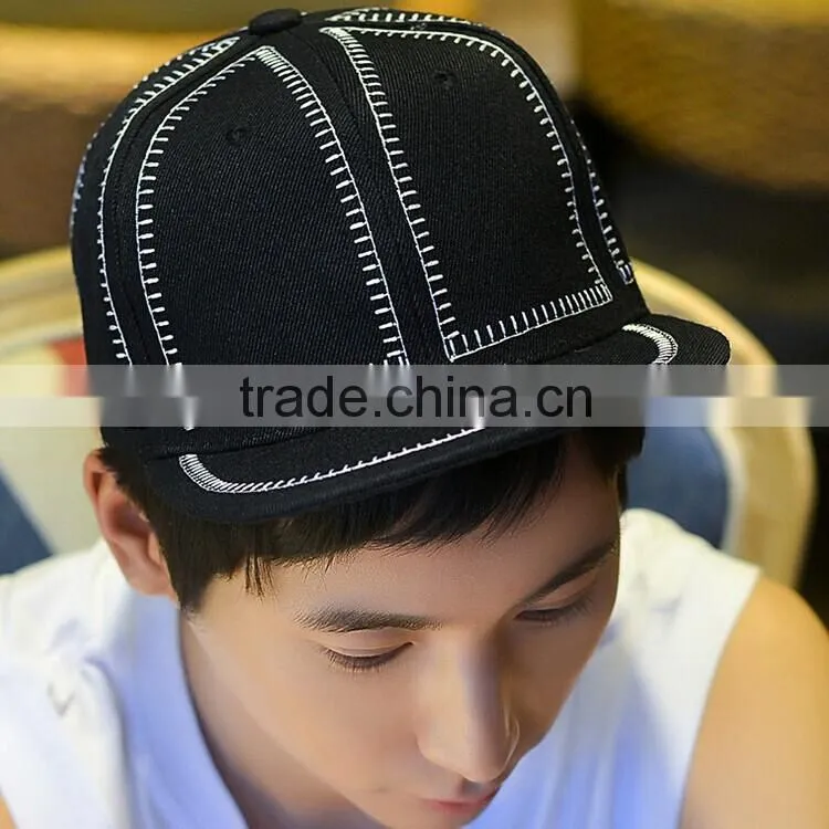 black No brand white threads hot sale customed snapback hats
