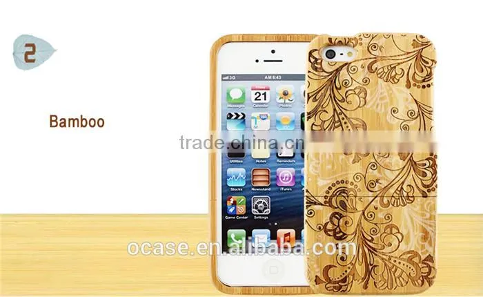 Graceful Flower Wood Engraving Case Protective Case for Iphone 5/5s/6/6s
