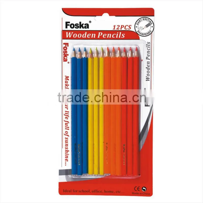 Blister Card Packing Colorful Surface Color Pencil/color pencil set/wooden color pencil