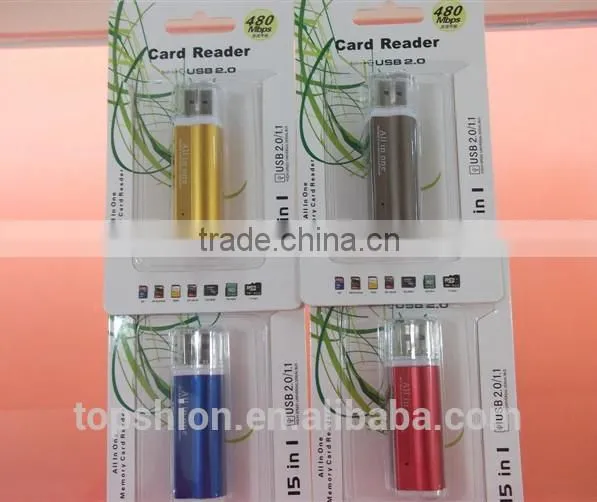 Promotional products metal aluminum card reader, smart card reader, all in one usb card reader
