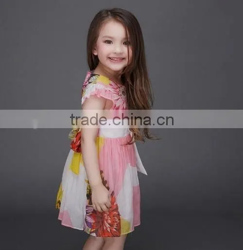2016 angel dresses for kids flower printed summer baby kids girls dresses