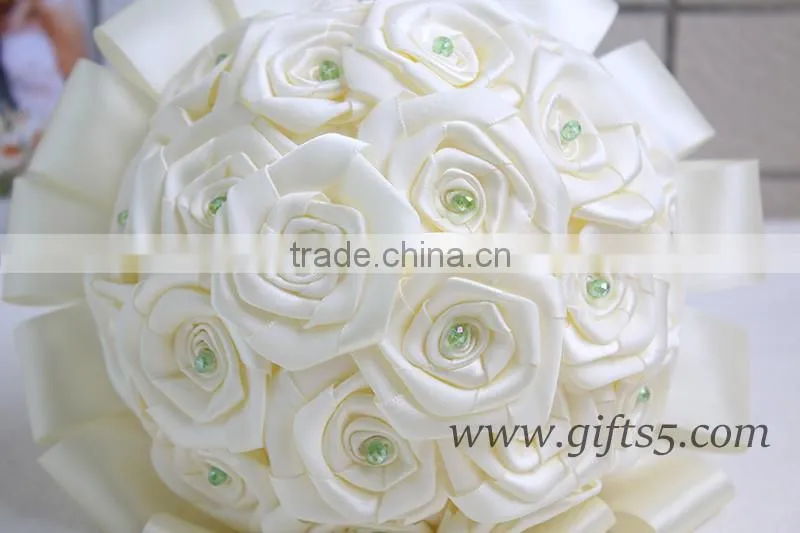 2016 latest handmade wedding flower bouquet with crystals