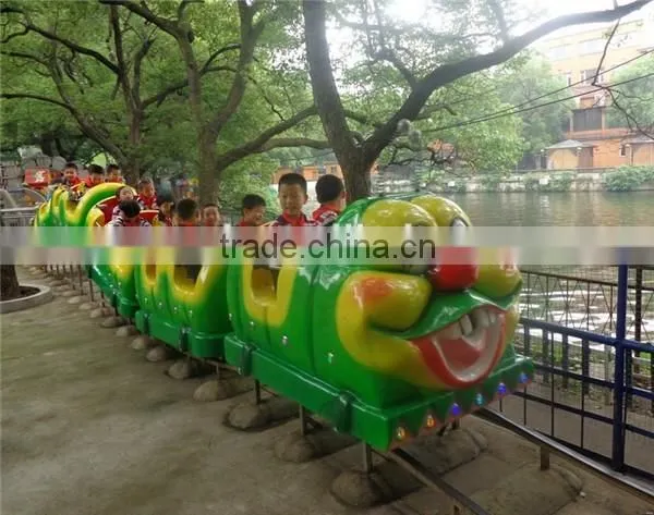 Theme park amusement rides mini roller coaster train slide dragon for children