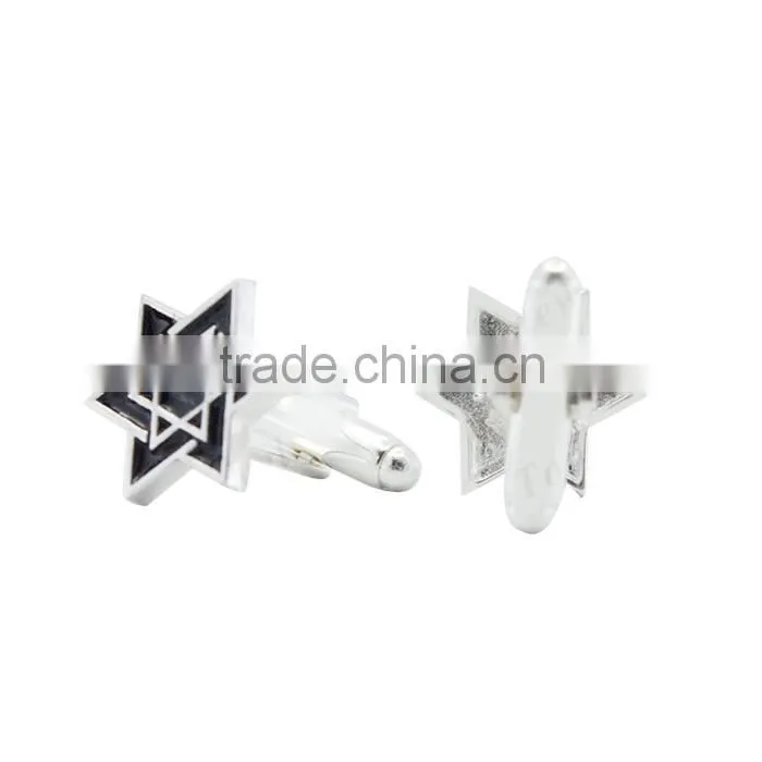 lattest middle east style sterling silver enmel cufflink in Star of David