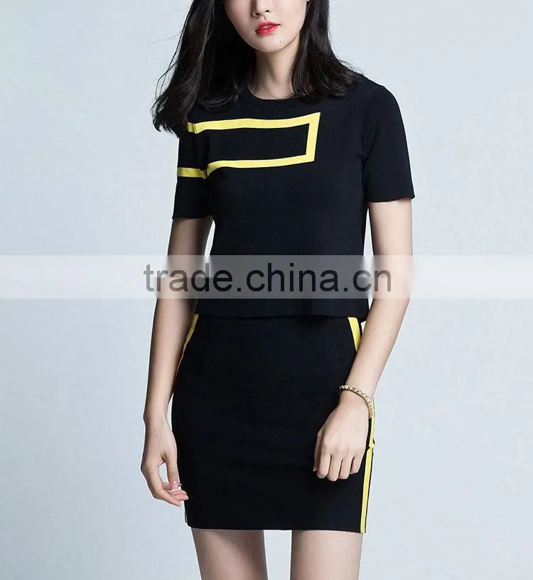 China supplier oem service latest design short sleeve ladies knitted sport suits