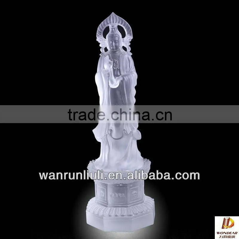 amber color crystal buddha statue of Guanyin Bodhisattva --BF006