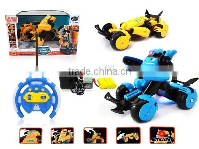 Good selling! R/C car,China alibaba children toy strong stability plastic toy r/c deformation robot stunt sports car with ligth