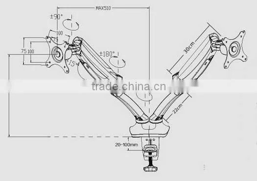 gas spring aluminum alloy metal tv folding table bracket