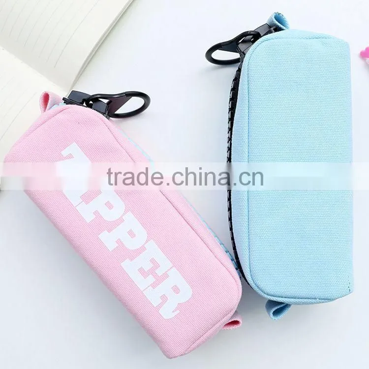 custom school canvas pencil case with big zipper for students