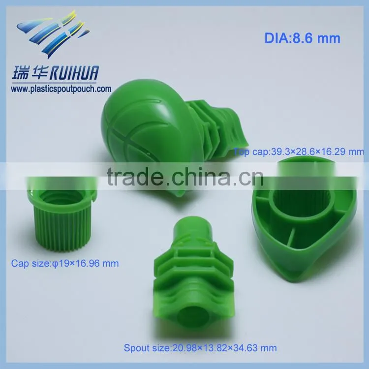 Cheap plastic leaf shape flexible pacakging pouch spout