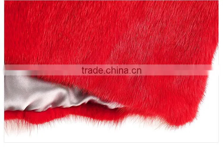 Wholesale long wine red mink fur coat parka for winter overcoat