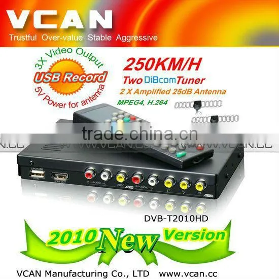 DVB-T2010HD Car DVB-T TV tuner MPEG4 2 antenna PVR USB high speed