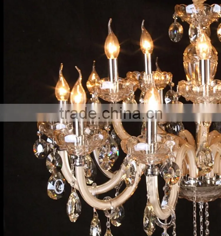 Golden round crystal candle chandelier