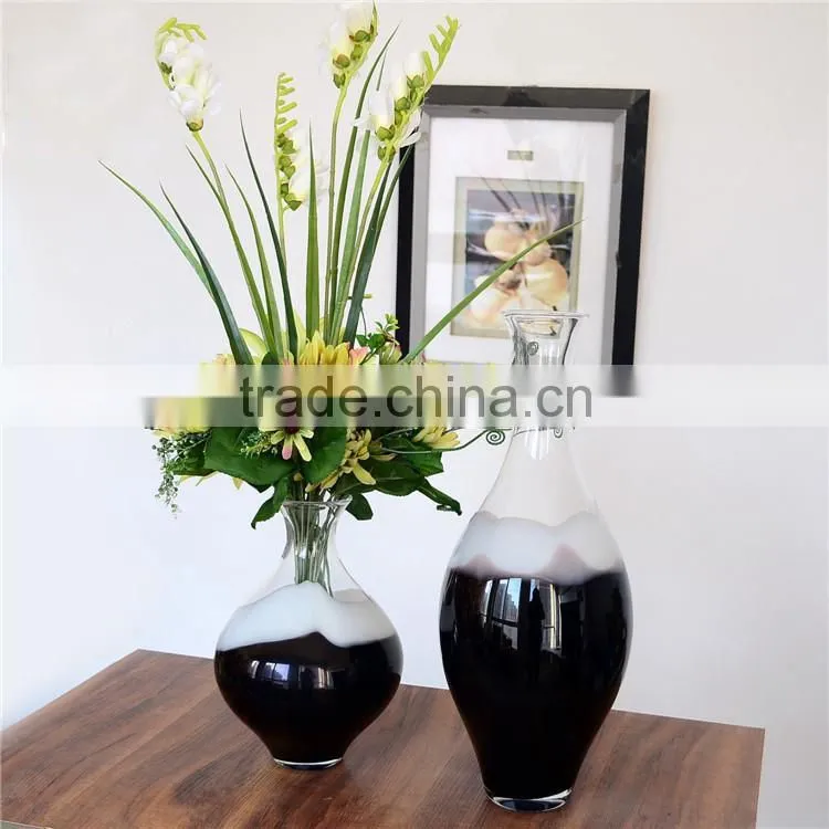 Wholesale high-grade transparent artificial blown clear glass vase for wedding