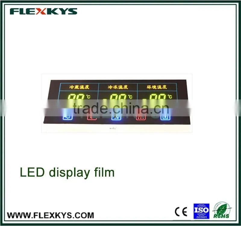 LED display module membrane overlay for refrigerator
